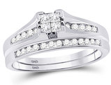 1/2 Carat (G-H, I2) Princess Cut Diamond Engagement Ring Wedding Set in 10K White Gold